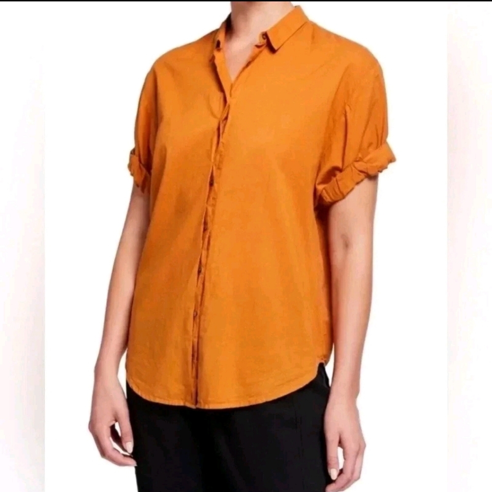 XIRENA 100% Cotton Marigold Relaxed Fit Lightweight Channing Boxy Shirt Short S